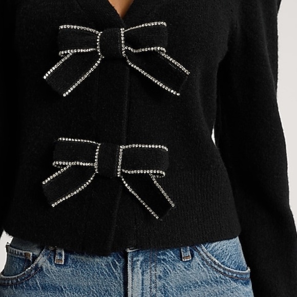Express Rhinestone Bow Cardigan - Picture 2 of 9